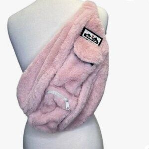 KAVU Rope Sling Bag – Pink Faux Fur Fleece
